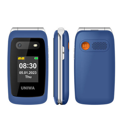 良い価格 スピードダイヤル フリップ 高齢者 携帯電話 1450mAh UNIWA V202T 青 軽量 オンライン