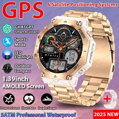 良い価格 2025 チャットGPT AIアシスタント GPS スマートウォッチ 5ATM 防水 双帯域 GNSS コンパス 軍事スポーツ オンライン