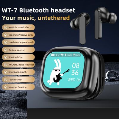 良い価格 新しいフル・イン・タッチ・スクリーンヘッドフォン ANC WT-7 Bluetooth5.4 無線イン・イヤ ENC イヤホン マイク付き オンライン