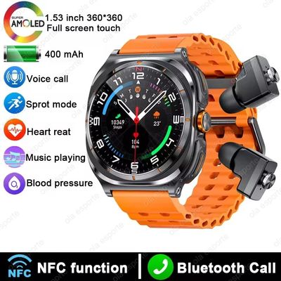 良い価格 GT98 ヘッドフォン スマートウォッチ、1.53インチ、Bluetooth通話/NFC/心拍数対応 オンライン